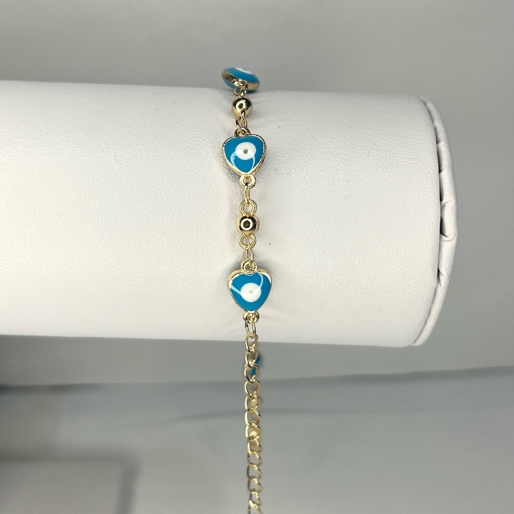 14k gold filled blue evil eye bracelet